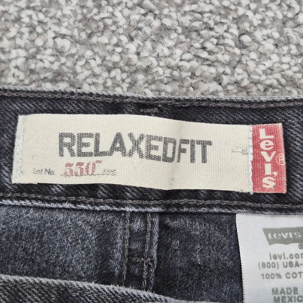 Y2K Levi's 550 Jeans Mens 46x32 Black Relaxed Fit Tapered Leg Denim‎
